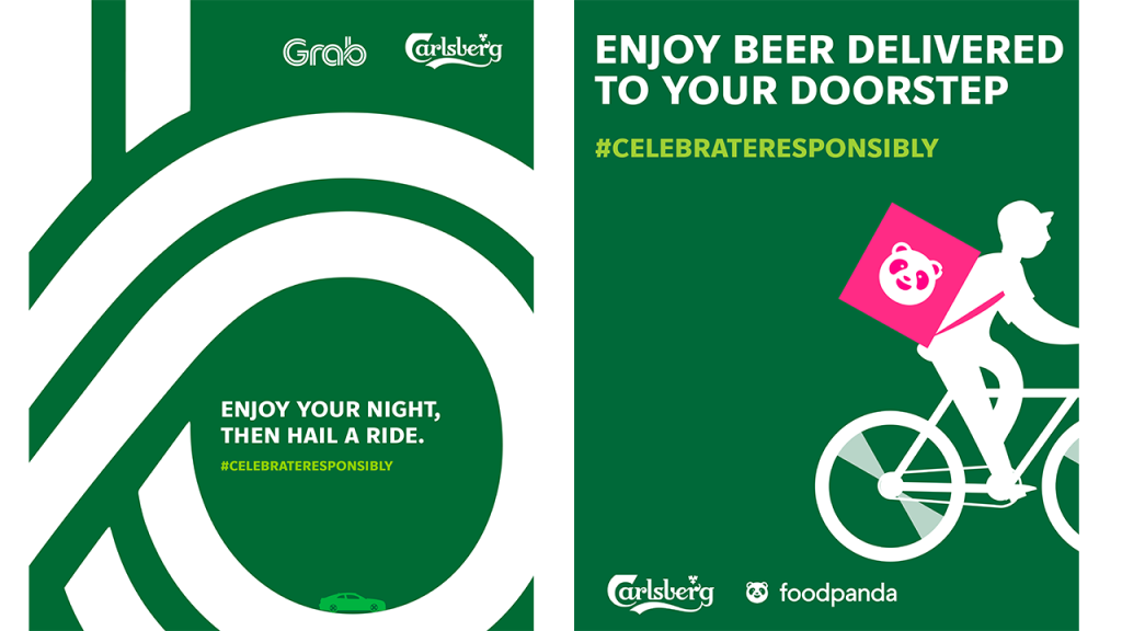 Carlsberg攜手Grab、foodpanda，推出負責任飲酒舉措，並支持負責任的消費。圖／Carlsberg提供